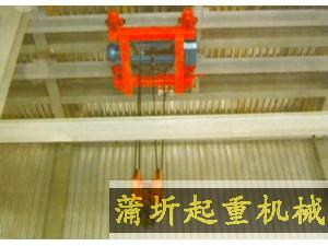 當(dāng)起重載荷大，而廠房結(jié)構(gòu)及空間有限，單雙梁起重機(jī)不能滿足起吊要求時(shí)，采用雙軌架空小車(chē)起重機(jī)。